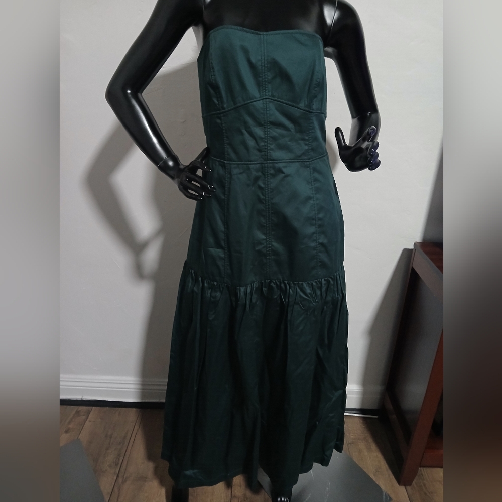 Zara Dark Green Strapless Dress
